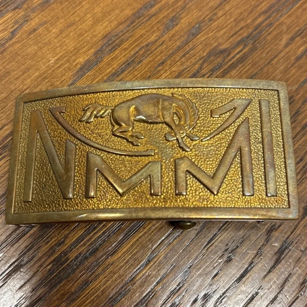 Vtg New Mexico Military Institute Buckle Old NMMI College Army USA Solid Brass